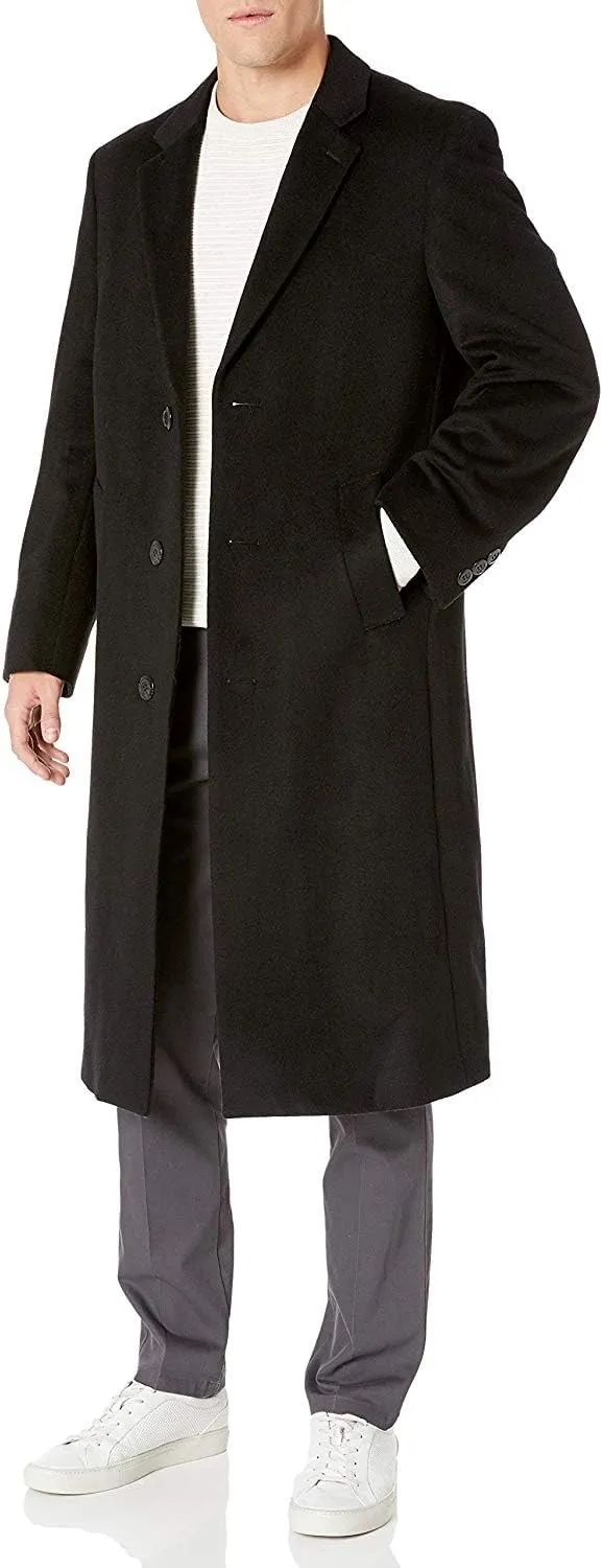 Adam Baker Men's Single Breasted Wool Cashmere Full Length Topcoat - Colors