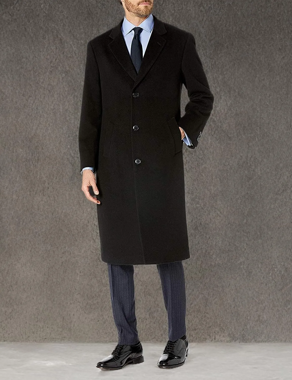 Adam Baker Men's Single Breasted Wool Cashmere Full Length Topcoat - Colors