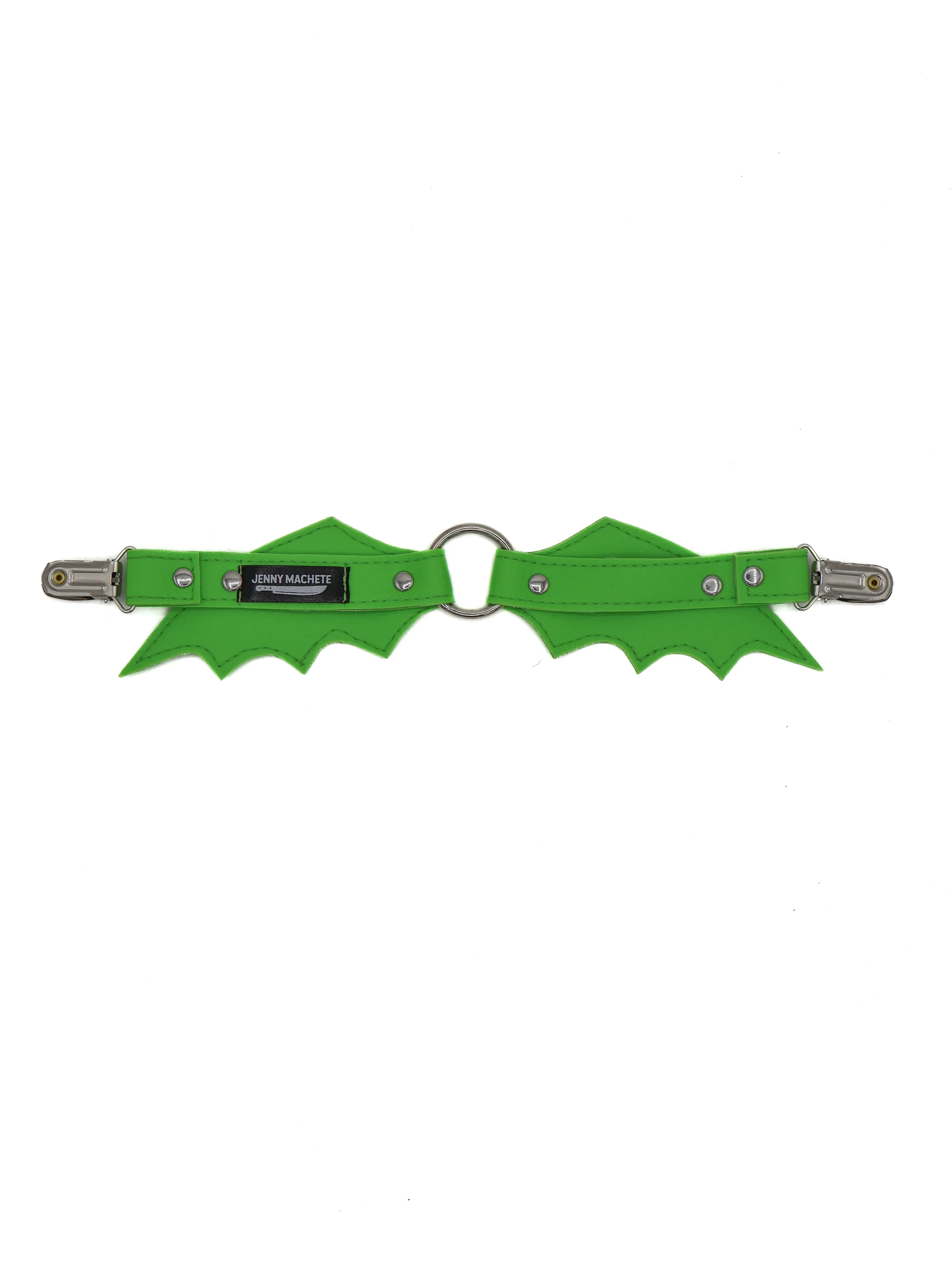 Bat Wing Cinch Clip- Green HANDMADE LOCALLY