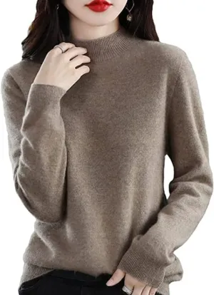 Cashmere Sweaters for Women, 100% Cashmere Crew Neck Long Sleeve Soft Pullover Sweater