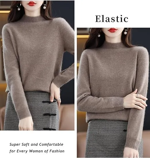 Cashmere Sweaters for Women, 100% Cashmere Crew Neck Long Sleeve Soft Pullover Sweater
