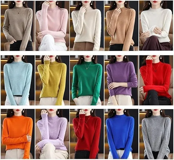 Cashmere Sweaters for Women, 100% Cashmere Crew Neck Long Sleeve Soft Pullover Sweater