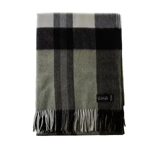 Chequer Cashmere Blend Blanket  Exploded Olive