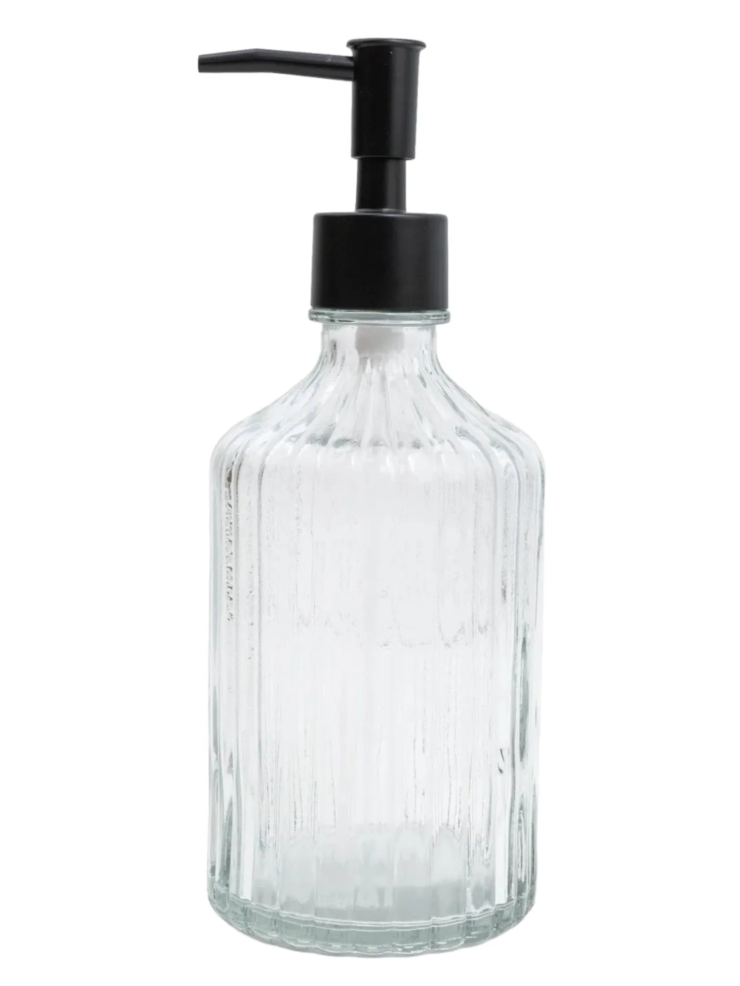 Clear Ribbed Glass Soap Dispenser