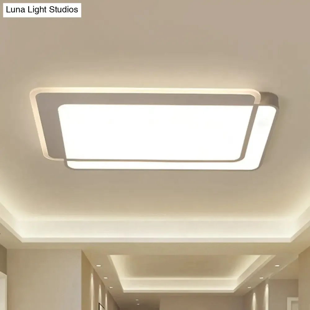 Contemporary Ultra-Thin LED Flush Mount Ceiling Light in White - Acrylic Living Room Lighting Fixture
