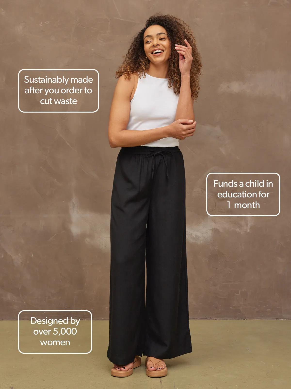 Ella -  Wide Leg Trouser - Black