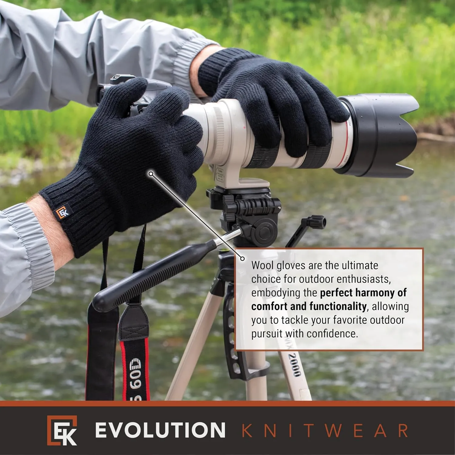 Evolution Knitwear Wool Knit Gloves - Made in the USA - Super Soft Merino Wool - Men's - XL