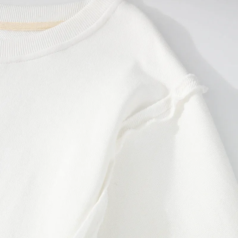 Exposed Seam High-Low Long Sleeve Sweatshirt