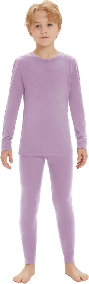 Iguana Unisex Kids 100% Merino Wool Base Layer Set Thermal Underwear Sets for Girls and Boys