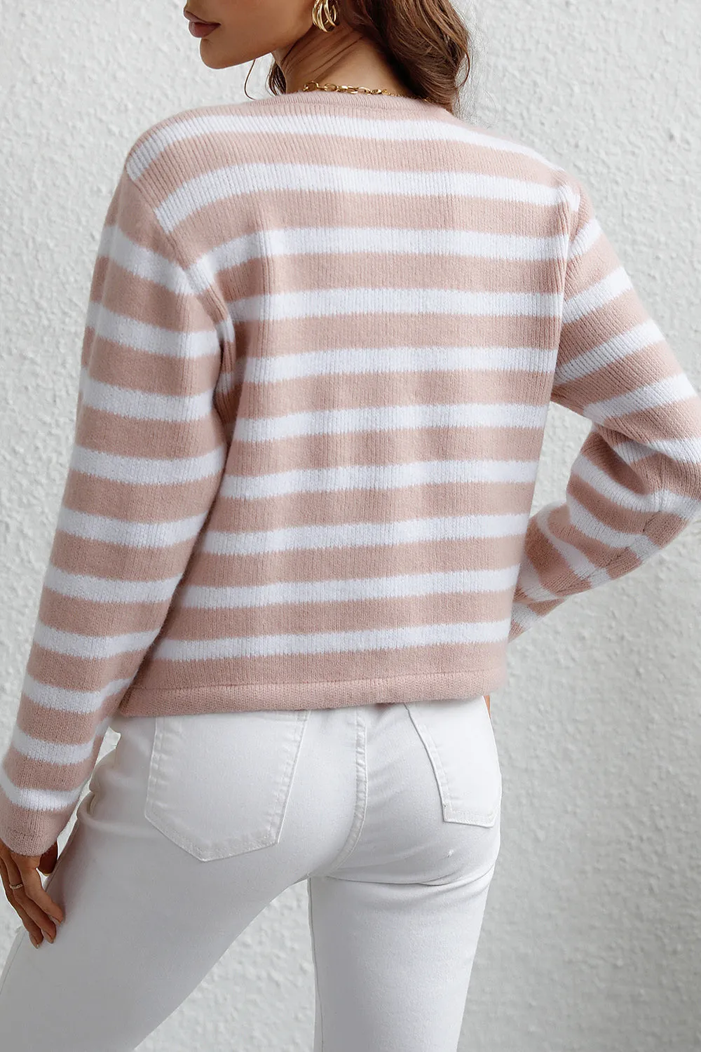 kesley Striped Button Down Long Sleeve Cardigan