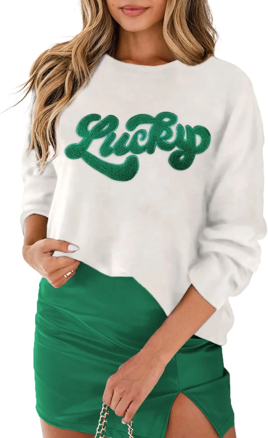LEMAFER Women 2024 Merry Christmas Round Neck Sequin Letters Sweater Casual Solid Slogan Long Sleeve Pullover Sweatshirt Tops