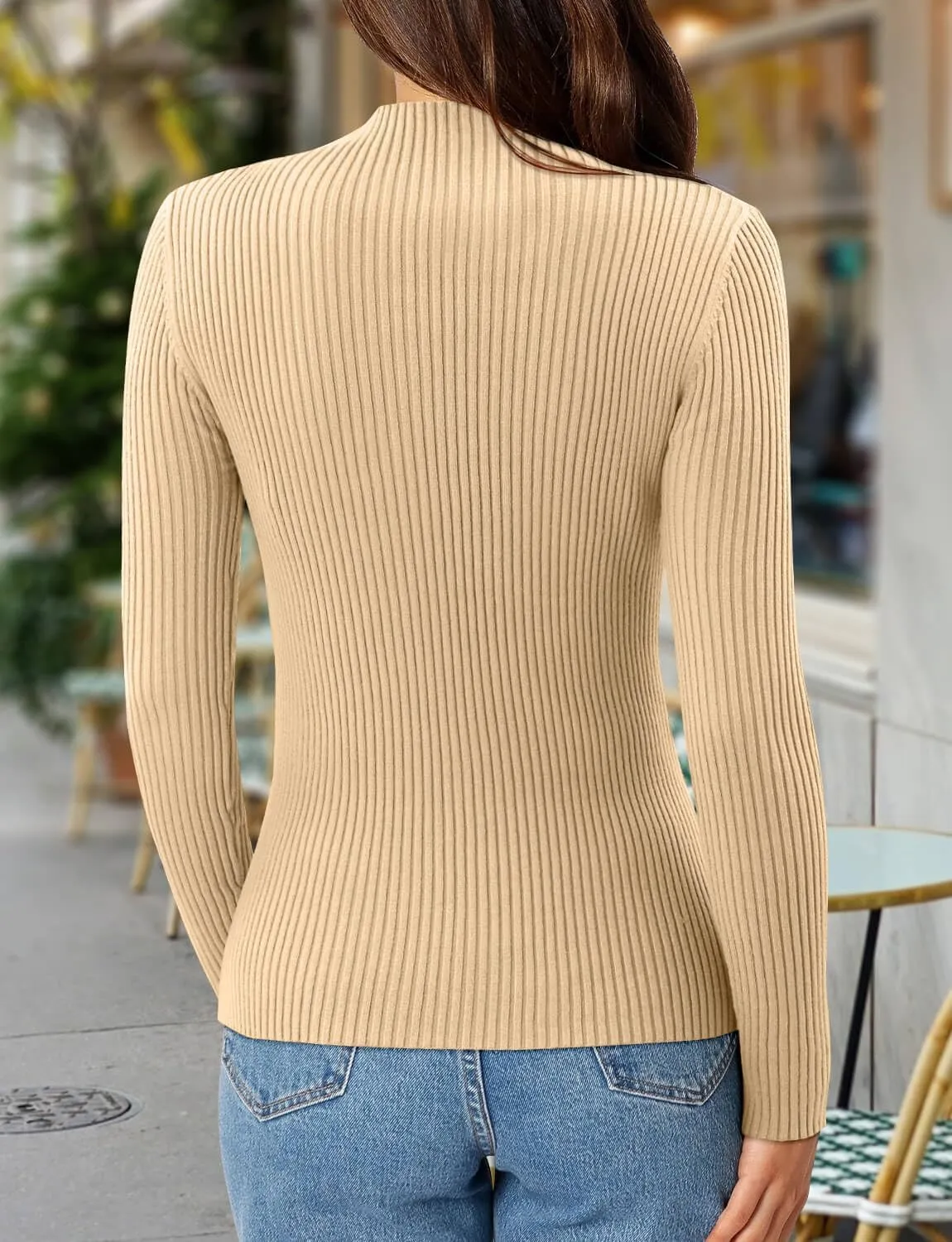 ONLYSHE Women's Turtleneck Sweaters Long Sleeve Shirts Ribbed Knit Slim Fit Sweaters T Shirt Basic Casual Tee Tops