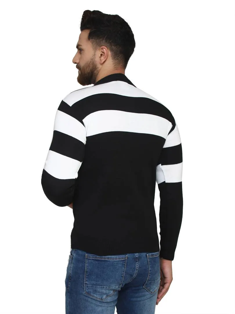 Printed Black Synthetic Long Sleeves Turtle Neck  Sweaters