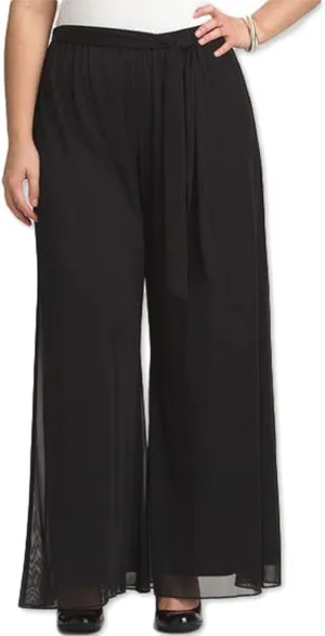 RED DOT BOUTIQUE 906 - Long Plus Size Elastic Waistband Wide Legged Palazzo Pants