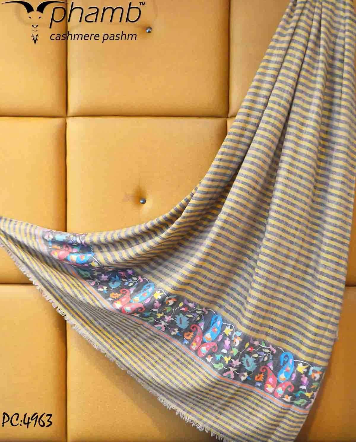stripes kani border shawl - 4963