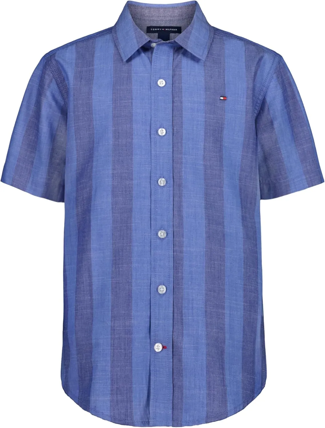 Tommy Hilfiger Boy's Short Sleeve Blue Skies Plaid Shirt (Big Kids)