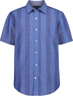 Tommy Hilfiger Boy's Short Sleeve Blue Skies Plaid Shirt (Big Kids)
