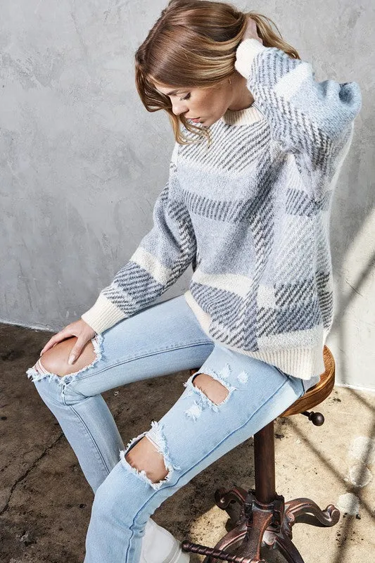 Tyler Plaid Knit Crewneck Sweater
