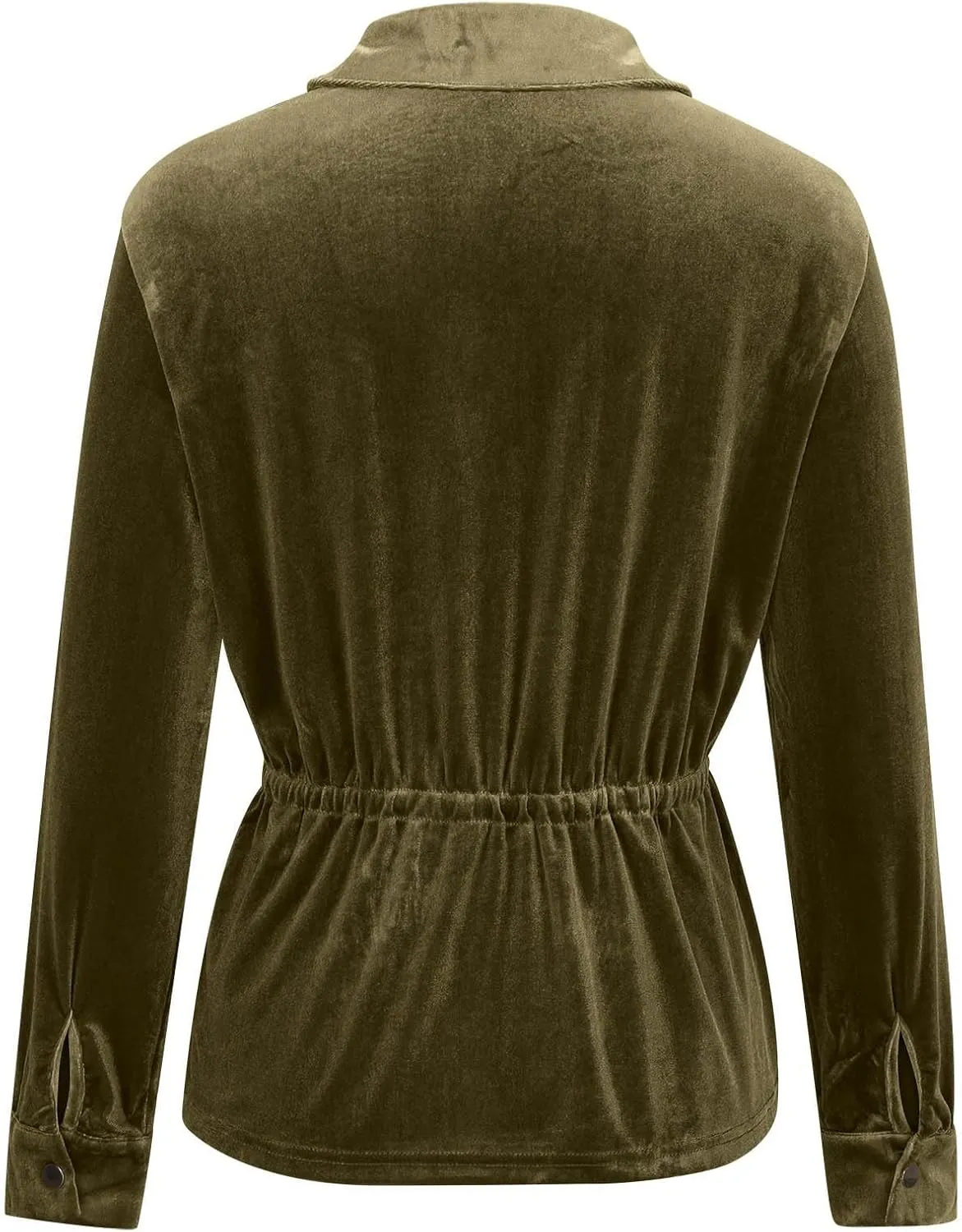 Women Oversize Velvet Shirt Casual Long Sleeve Solid Color Velour Jacket Cute Laple Button Blouse Tops with Pockets