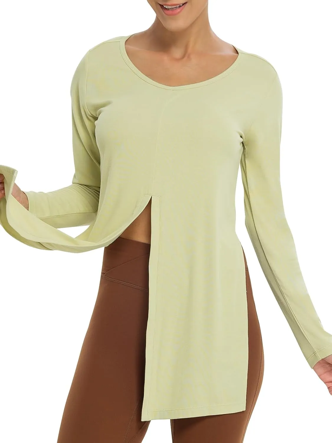 Women Shirts Long Sleeve Tie Front Summer Crop Tops, Silky Soft Compression Sun Shirt for Sport Workout Athletic Outfits