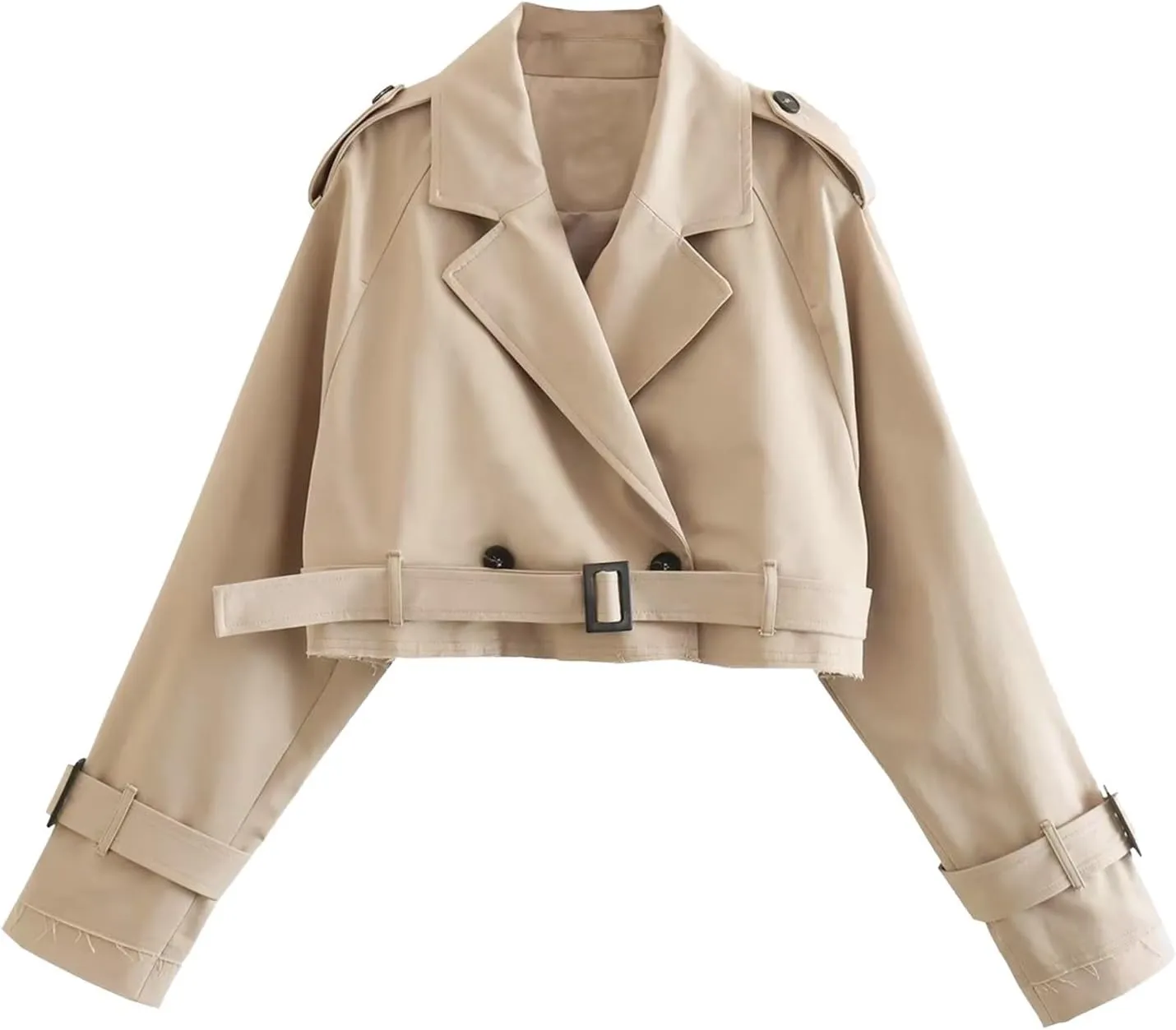 Women With Belt Long Sleeve Short Casual Trench Jacket Short Coat Gear Women