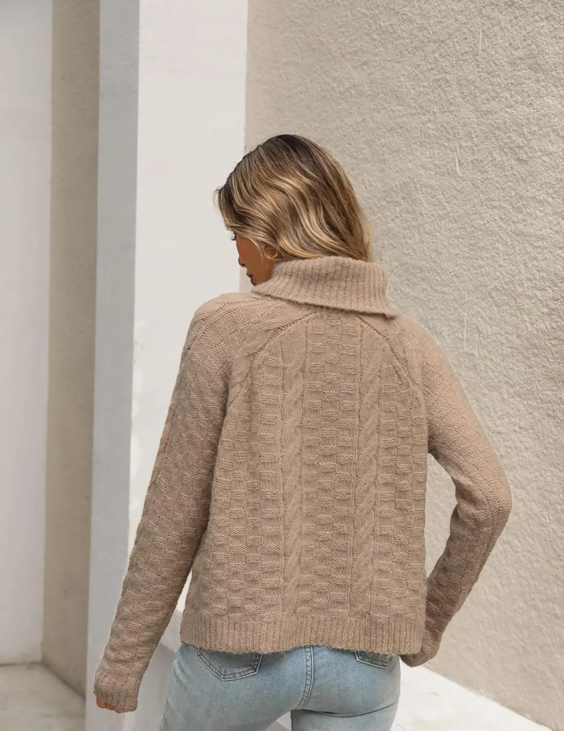 Womens Casual Ladies Dressy Lightweight Turtleneck Cute Cable Knit Long Sleeve Pullover Sweater 2024