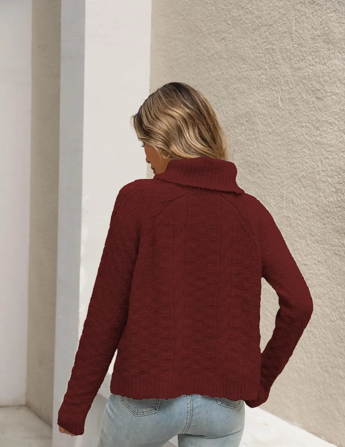 Womens Casual Ladies Dressy Lightweight Turtleneck Cute Cable Knit Long Sleeve Pullover Sweater 2024