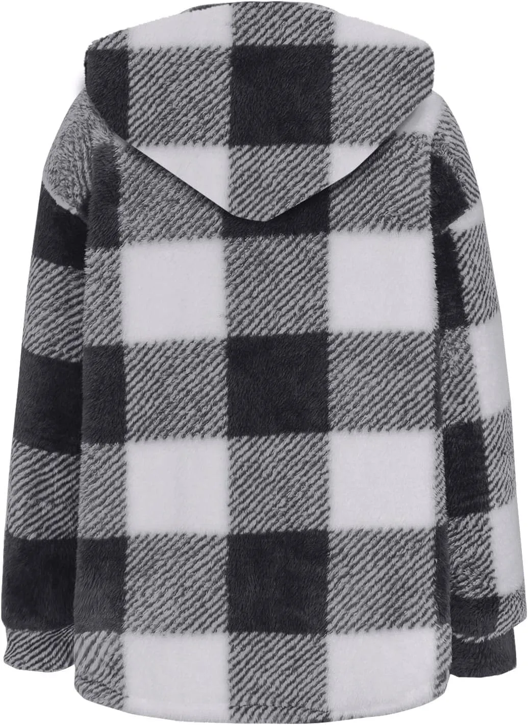 Womens Fuzzy Flannel Jacket Fall Fashion Sherpa Lined Plaid Shacket Jacket Long Sleeve Button Down Fleece Hoodies 
