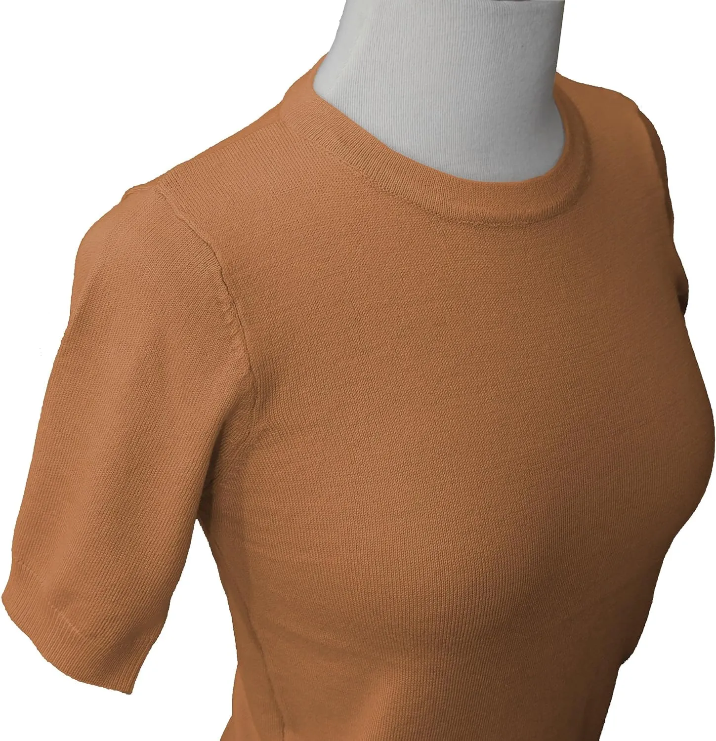 YEMAK Women's Knit Sweater Top  Half Sleeve Crewneck Basic Casual Classic Fit Lightweight Knitted Soft Pullover Tee